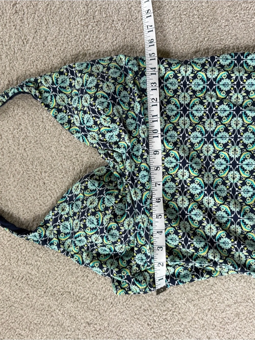 Merona Green and Navy Patterned Halter One-Piece Swimsuit Large